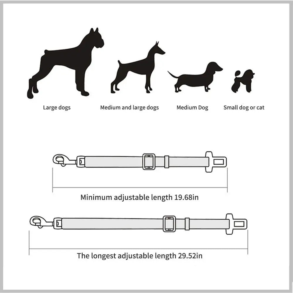 Adjustable Pet Car Seat Belt with Harness Lead Clip