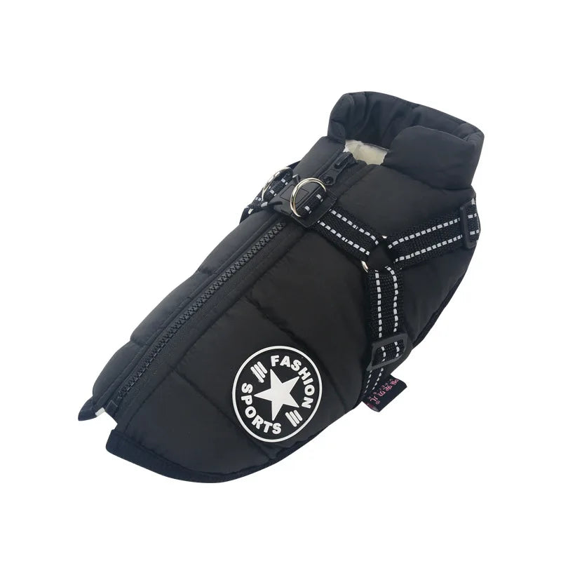 Winter Warm Waterproof Dog Jacket with Harness