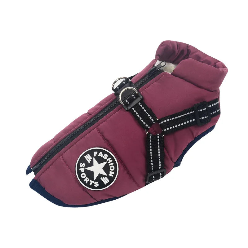 Winter Warm Waterproof Dog Jacket with Harness