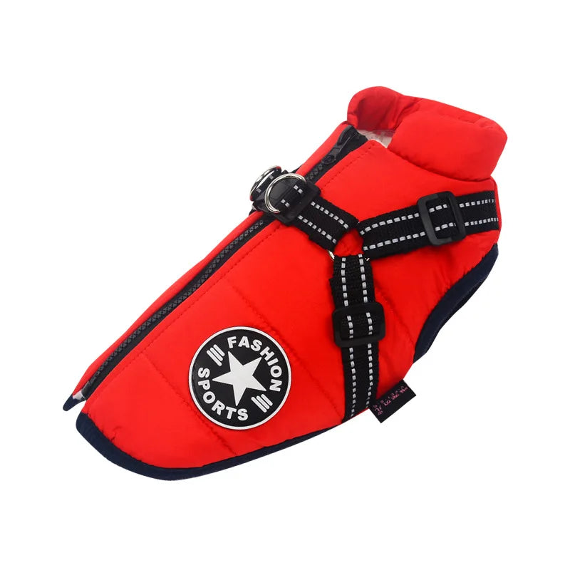 Winter Warm Waterproof Dog Jacket with Harness
