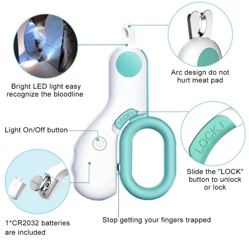 LED Light Pet Nail Clipper Cutter with Safety Lock