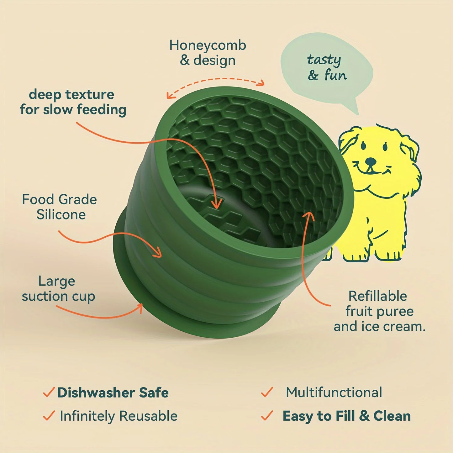 Silicone Slow Feeder Pet Bowl with Anti-Slip Base