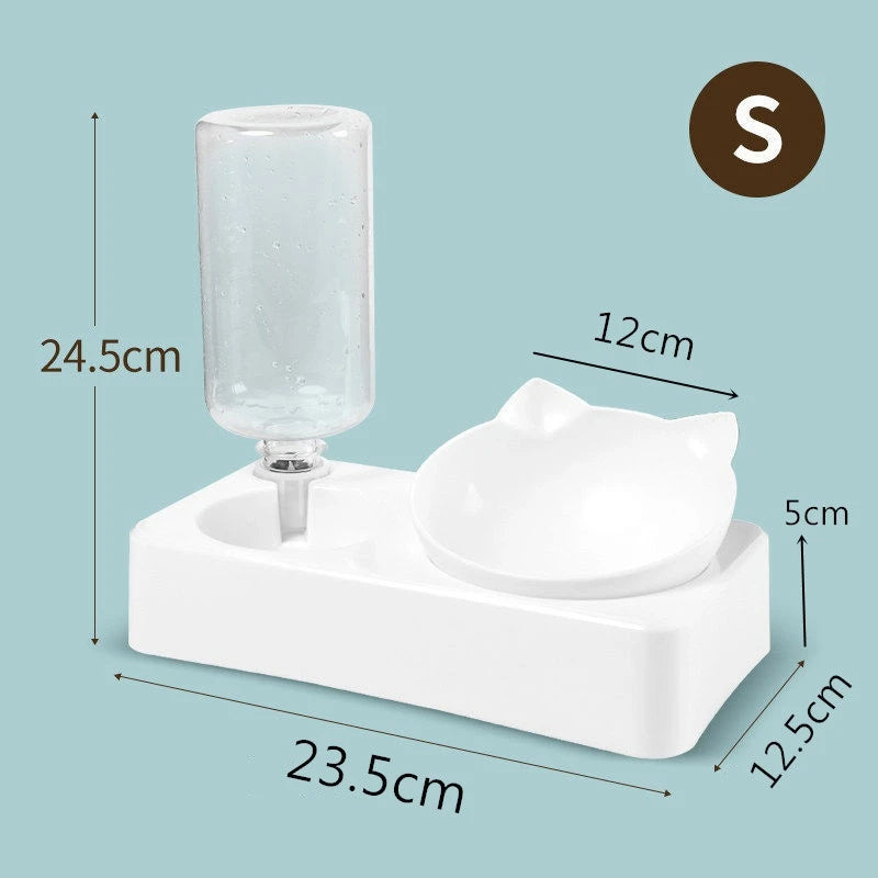 Luxurious Tilted Pet Bowl with Water Bottle Feeder