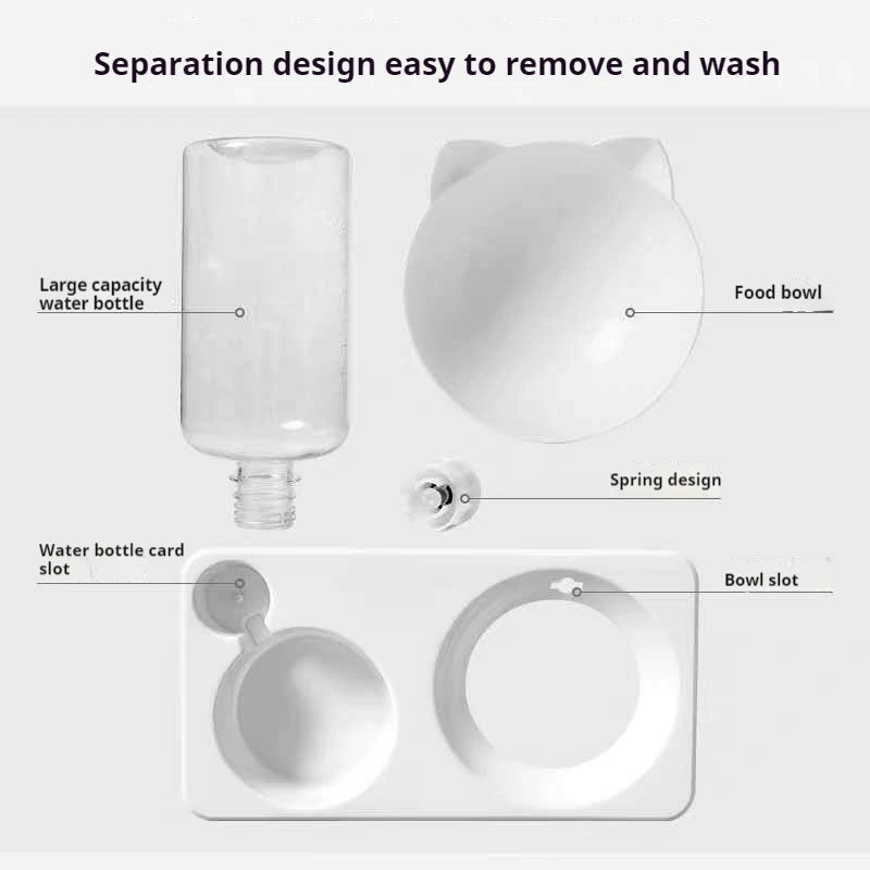 Luxurious Tilted Pet Bowl with Water Bottle Feeder