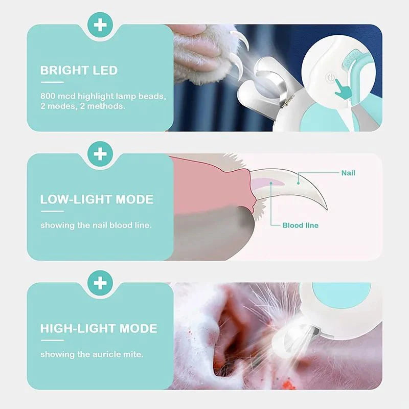 LED Light Pet Nail Clipper Cutter with Safety Lock
