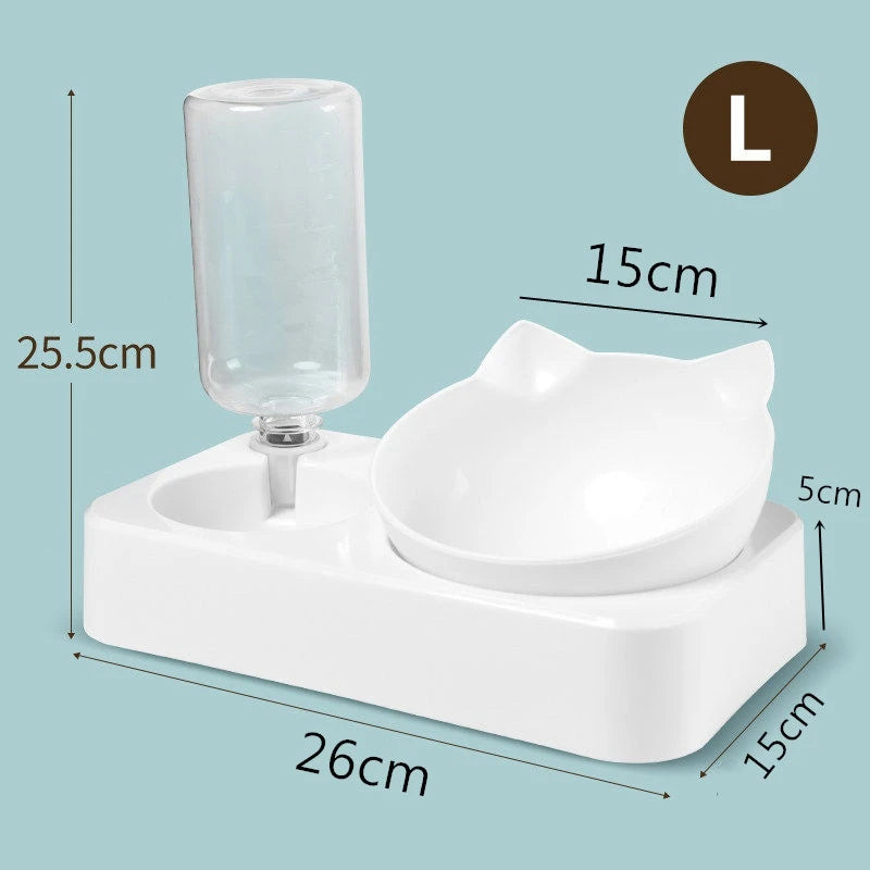 Luxurious Tilted Pet Bowl with Water Bottle Feeder