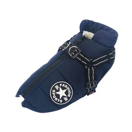 Winter Warm Waterproof Dog Jacket with Harness
