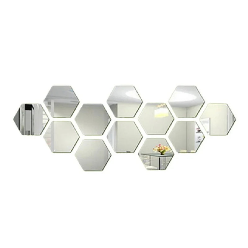 3D Hexagon Mirror Wall Stickers