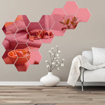 3D Hexagon Mirror Wall Stickers