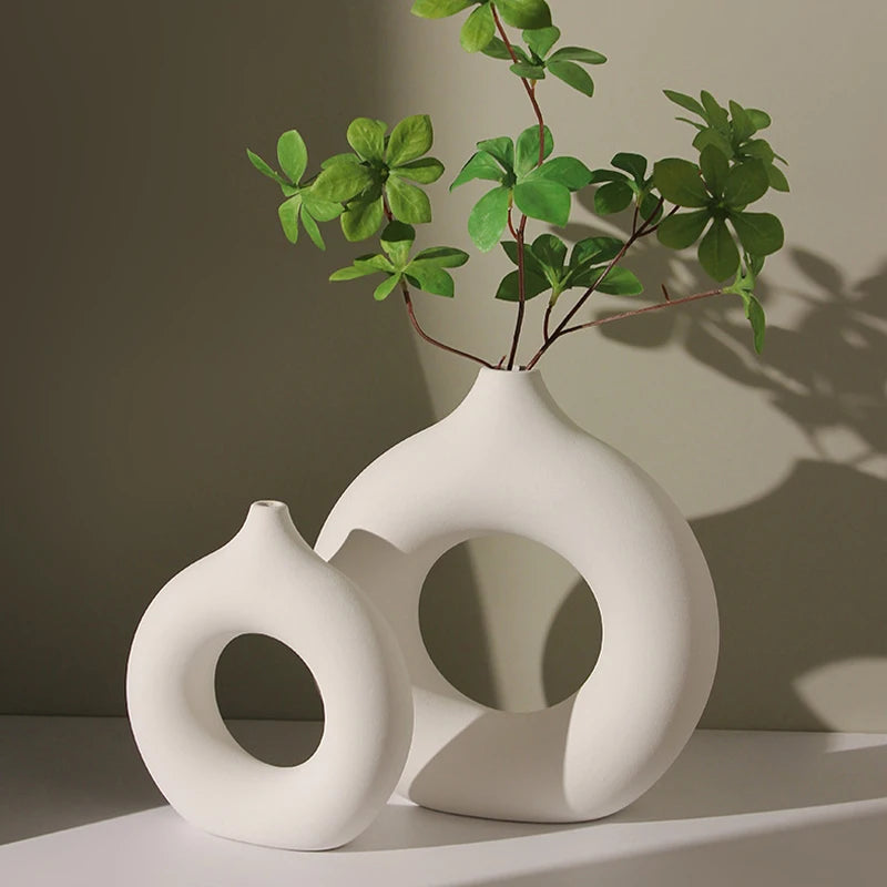 Pure White Ceramic Vase-Single Stem