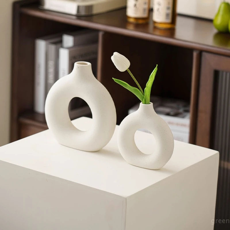 Pure White Ceramic Vase-Single Stem