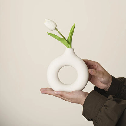 Pure White Ceramic Vase-Single Stem