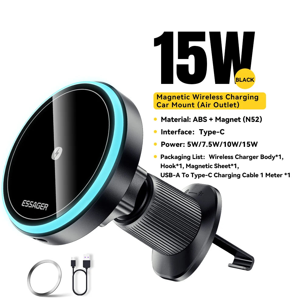 15W Magnetic Car Mount Charger Stand