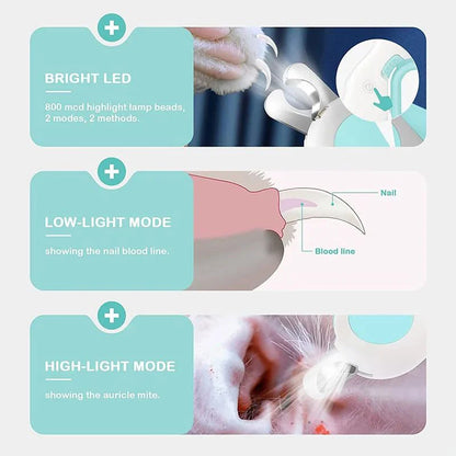 LED Light Pet Nail Clipper Cutter with Safety Lock