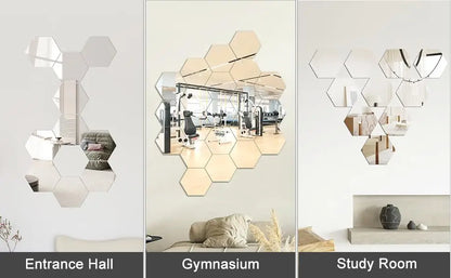 3D Hexagon Mirror Wall Stickers