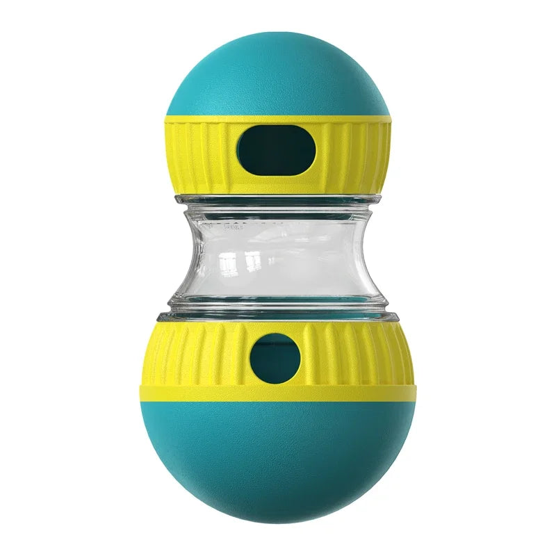 Interactive Pet Toy with Elliptical Track and Food Dispenser
